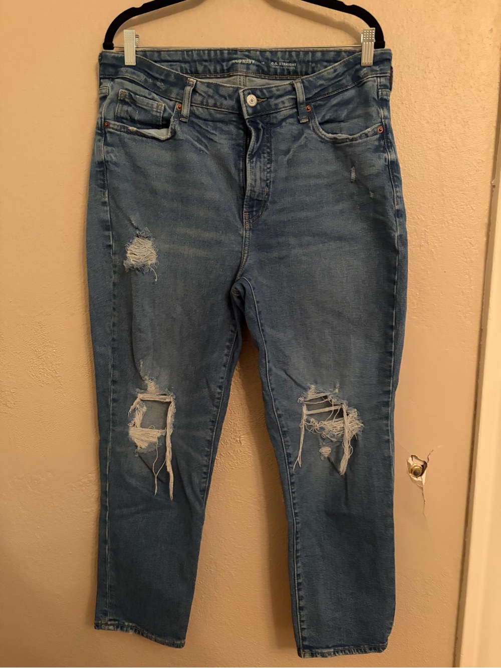 Old Navy Distressed Medium Blue Boyfriend Jeans
